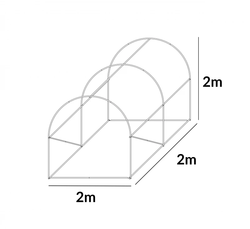 Šiltnamis su armuota plėvele, 4 m2, 2x2 m, pilkas