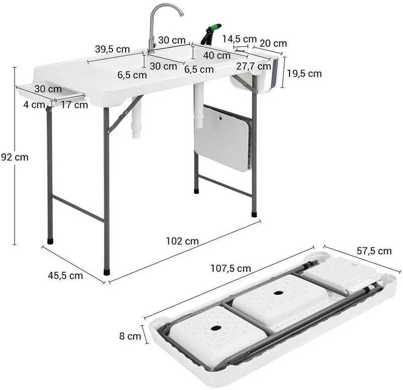 Universalus sulankstomas lauko stalas HATIS, 108 x 58 x 92 cm