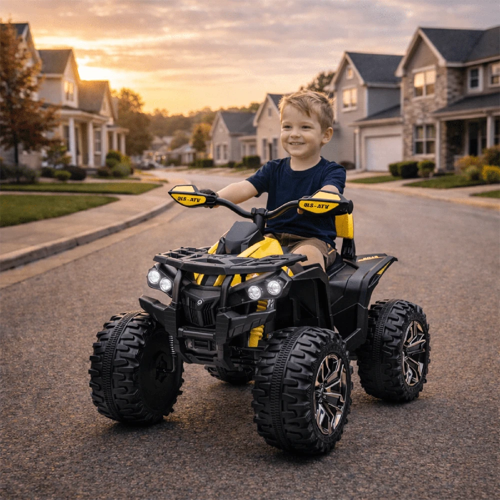 Super Toys Vaikiškas elektrinis keturratis HATIS, geltonas