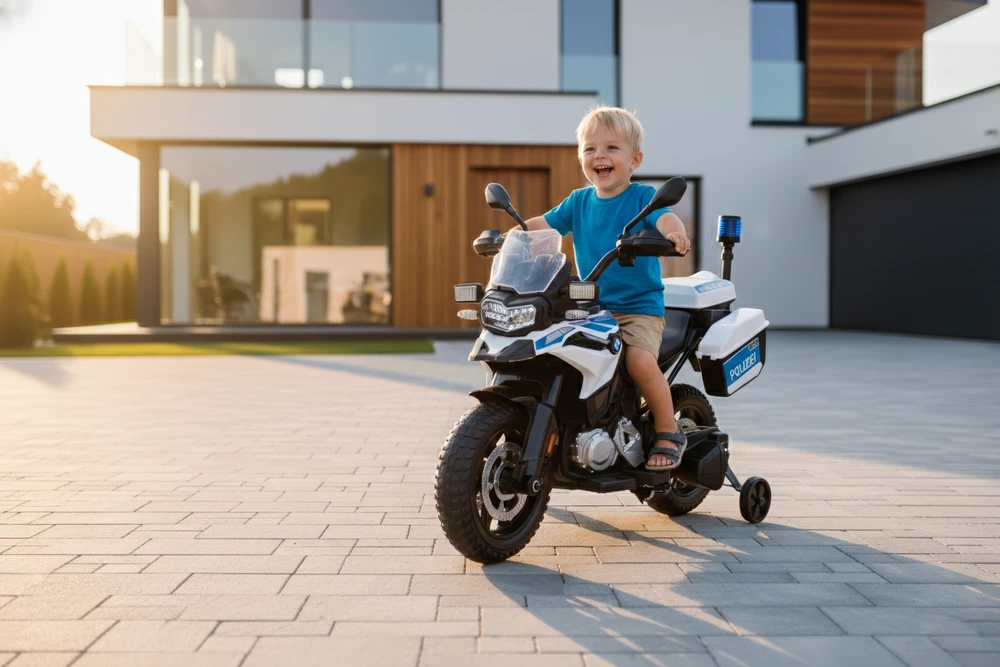 Vaikiškas elektrinis policijos motociklas HATIS "BMW F850 GS"