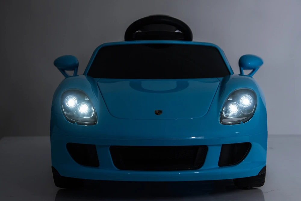 Vaikiškas elektromobilis Porsche Carrera GT su nuotoliniu valdymu, šviesiai mėlynas, 111 × 59 × 45 cm