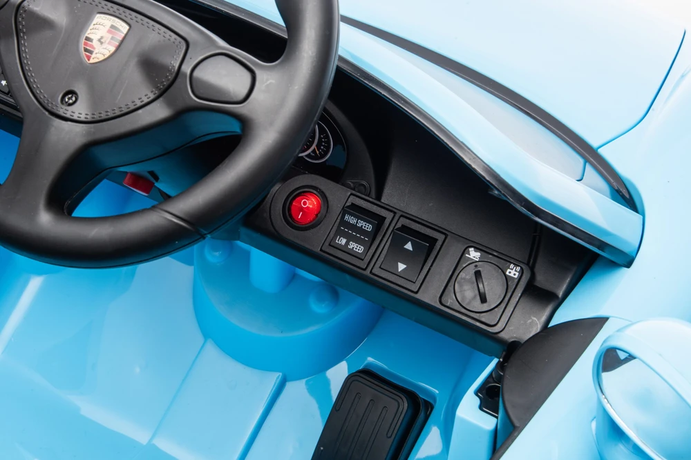 Vaikiškas elektromobilis Porsche Carrera GT su nuotoliniu valdymu, šviesiai mėlynas, 111 × 59 × 45 cm