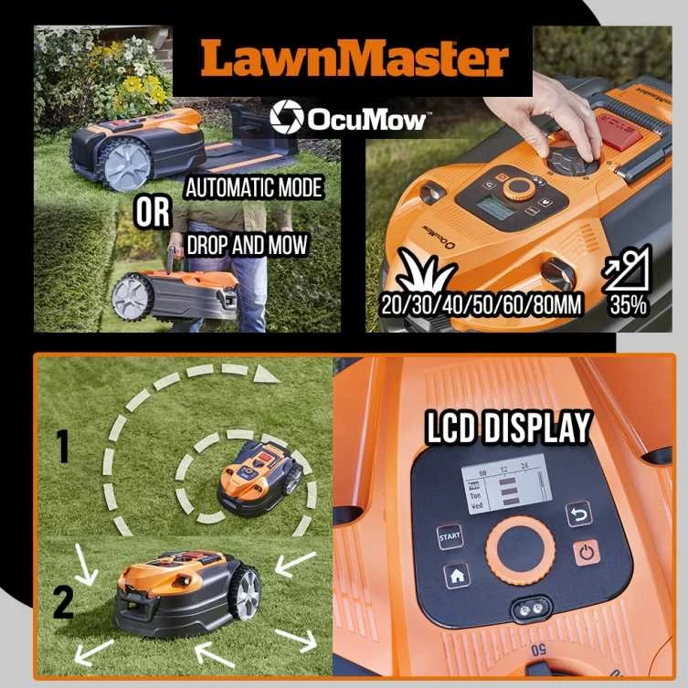 Belaidis vejos pjovimo robotas Lawnmaster 27 V, 4 Ah, 600m2