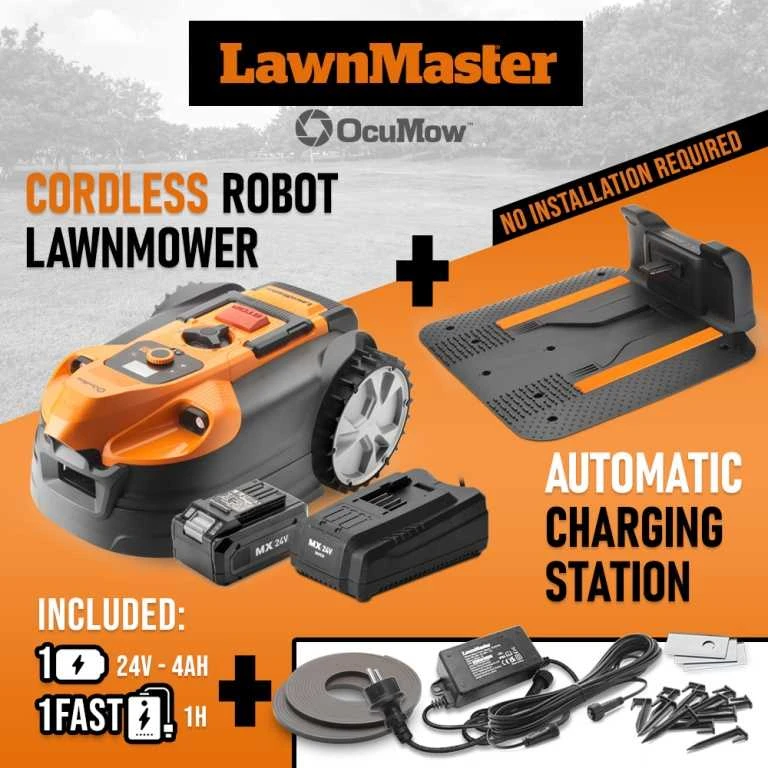 Belaidis vejos pjovimo robotas Lawnmaster 27 V, 4 Ah, 600m2