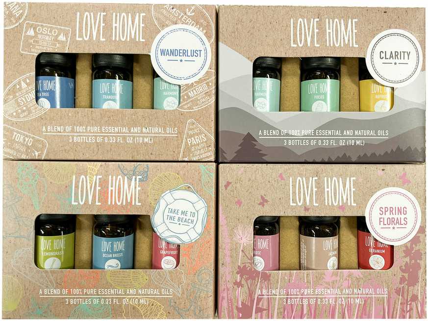 Aromatinių aliejų keramikos rinkinys LOVE HOME, mišinys