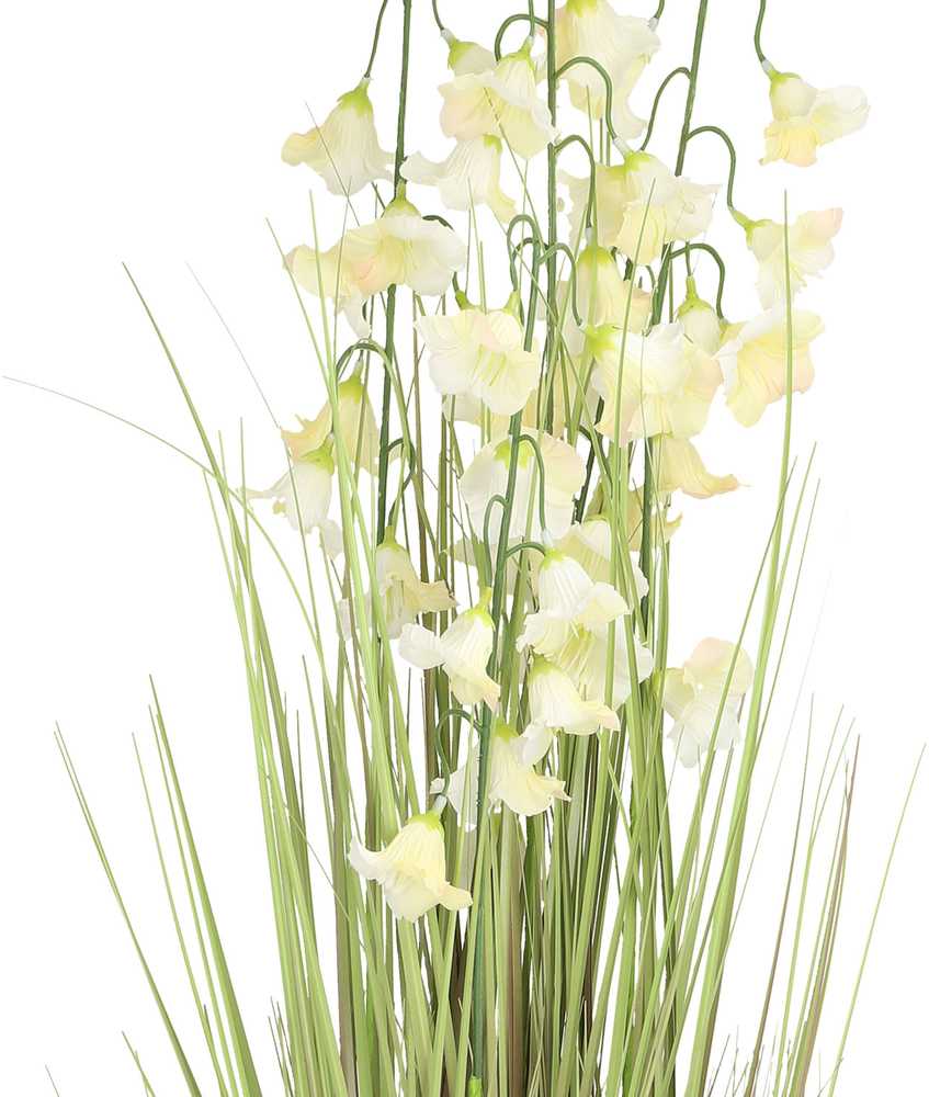 Dirbtinė gėlė SODE H87cm, balta campanula, žolė su vazonu