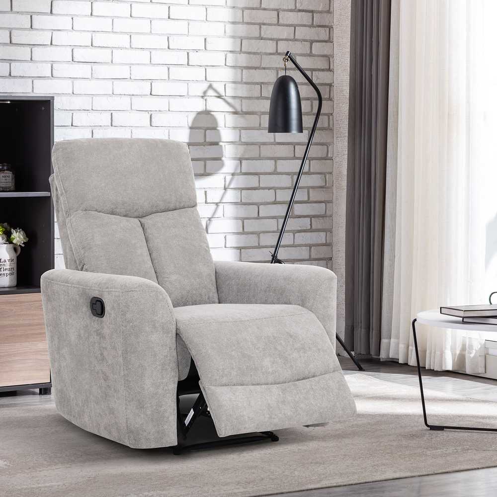 Fotelis Home4You Atlošiamas krėslas GEMMA su rankiniu mechanizmu, šviesiai pilkas