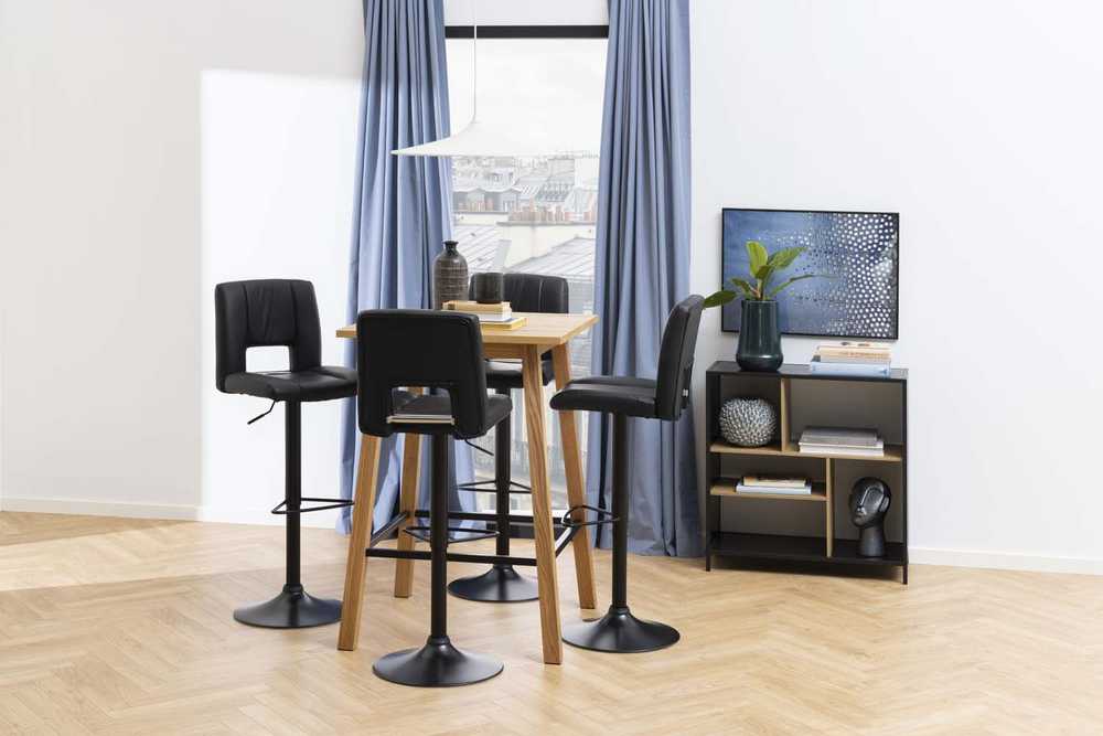 Home4You Baras kėdė „SYLVIA“, juoda PU / juoda