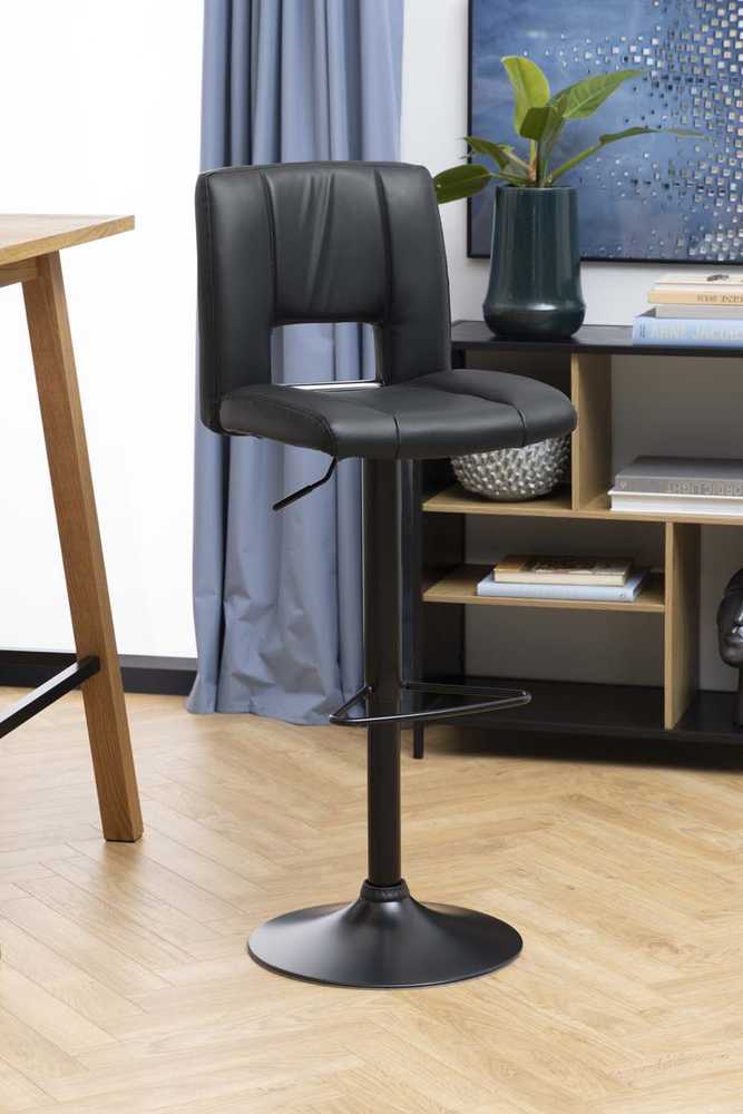 Home4You Baras kėdė „SYLVIA“, juoda PU / juoda