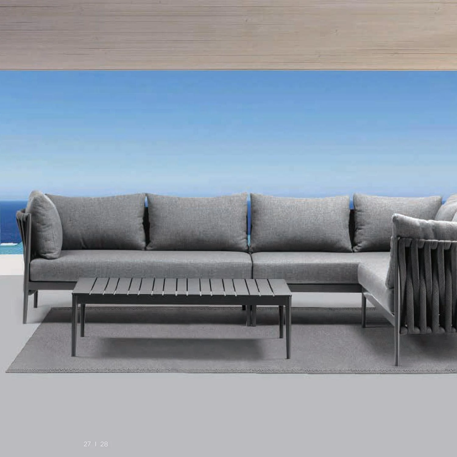 Lauko baldų komplektas Home4You Sodo baldų komplektas BREMEN, stalas ir kampinė sofa, pilkas