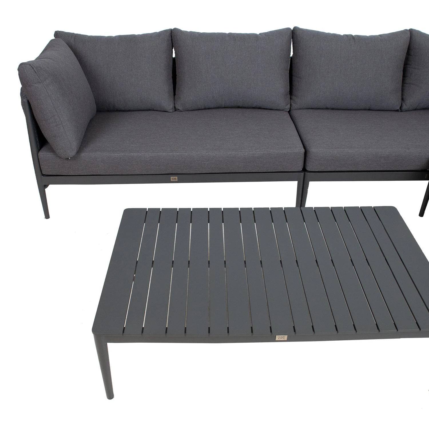Lauko baldų komplektas Home4You Sodo baldų komplektas BREMEN, stalas ir kampinė sofa, pilkas