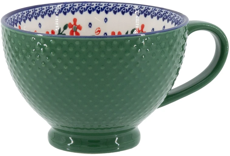 Home4You Mėlyna Puodelis SEREN H7,7cm 355ml, mėlynas/gėlių spalvos