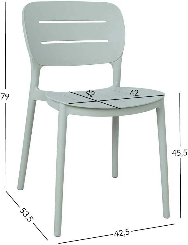 Home4You Kėdė MANGO 42,5x53,5xH79cm Žalsvai pilkas plastikas