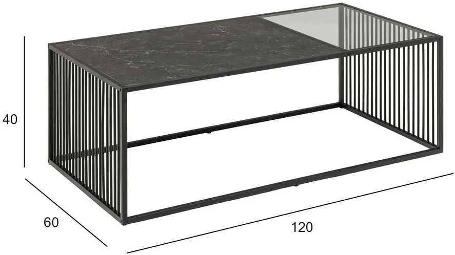 Black Red White Home4You Kavos staliukas STRINGTON 120x60xH40cm Juoda (MT_ACT/STO_STRING_120-BLACK)