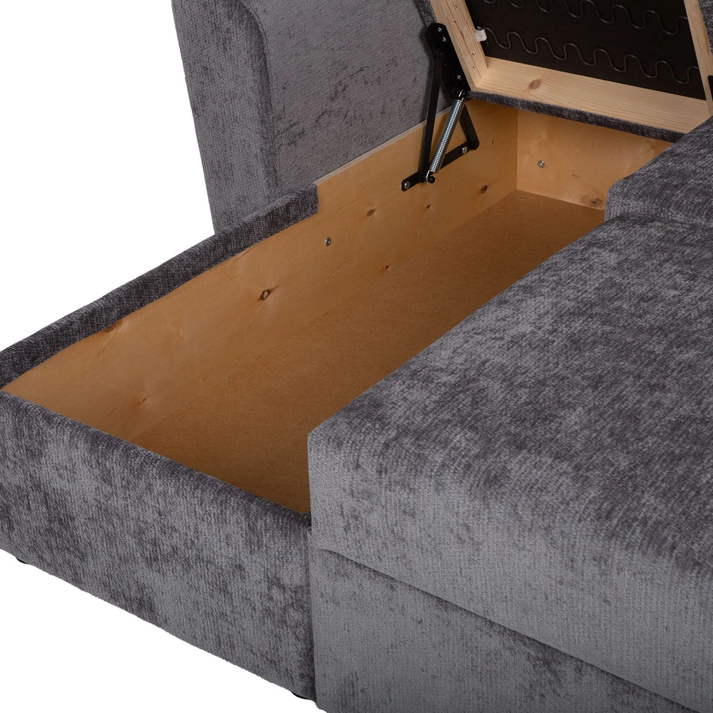 Sofa Home4You Kampinis miegamasis sofos komplektas „INGA“, grafito pilkos spalvos