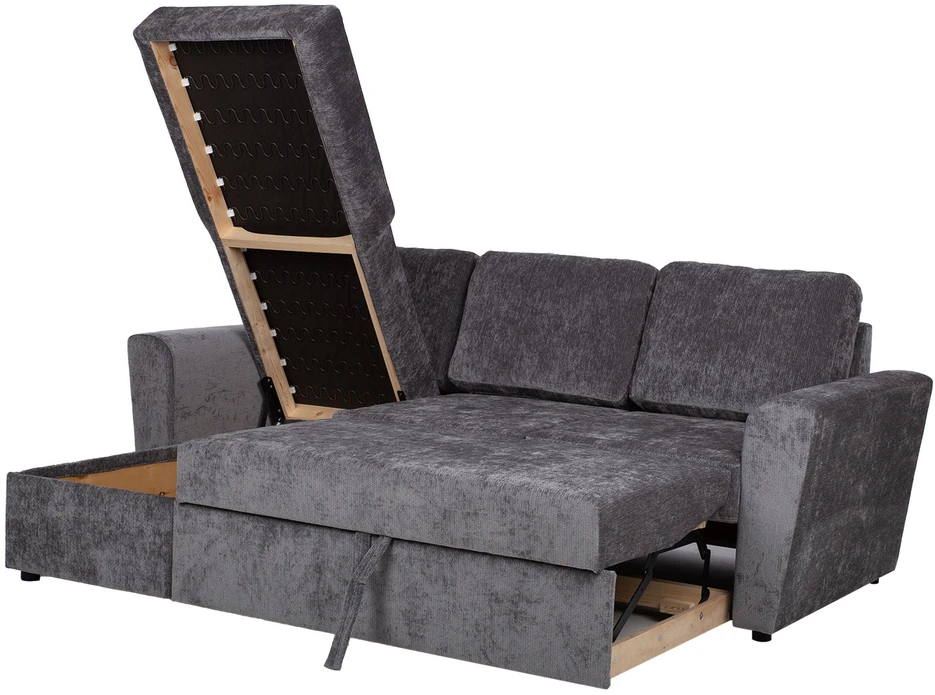 Sofa Home4You Kampinis miegamasis sofos komplektas „INGA“, grafito pilkos spalvos