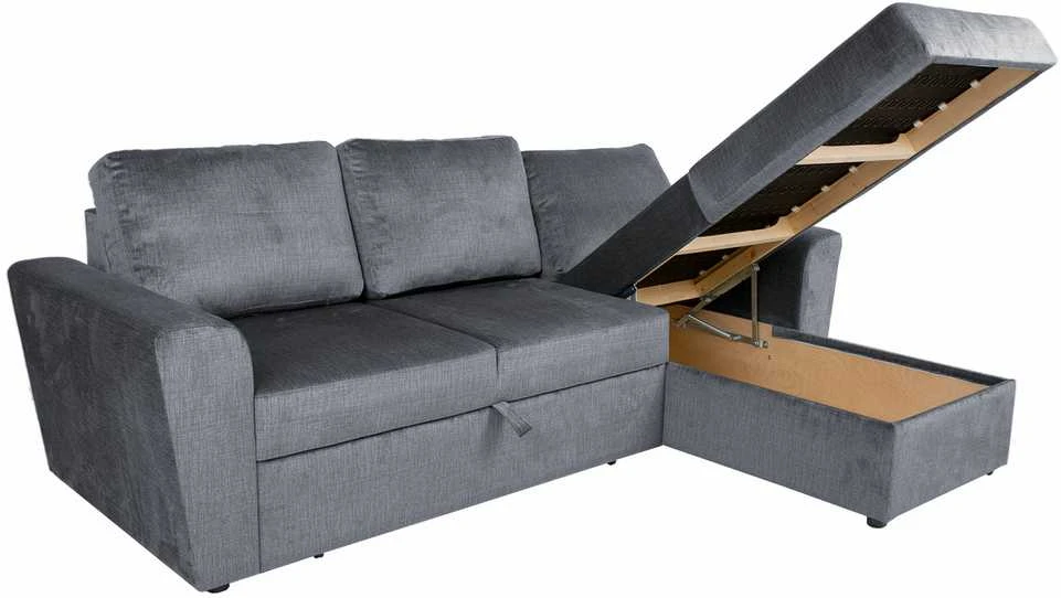 Home4You Kampinė sofa-lova INGMAR melsvai pilka