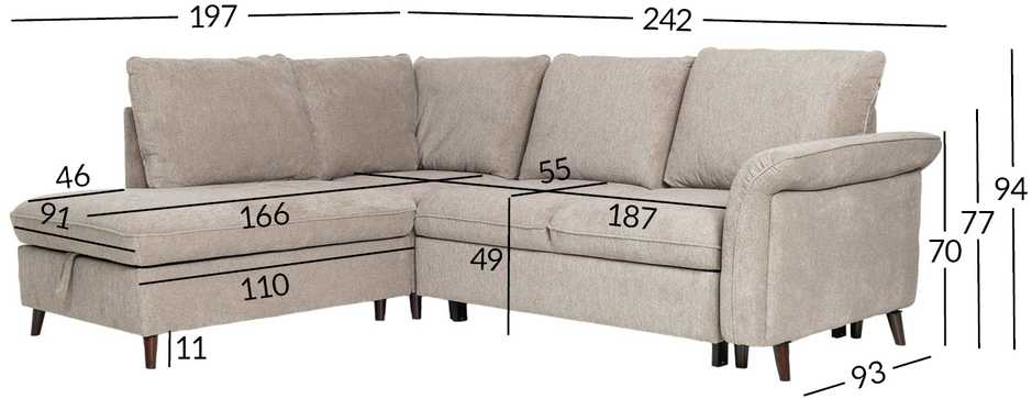 Home4You Sofa-lova LINDY LC, Kampinė, Šviesiai Ruda
