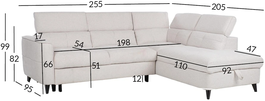 Kampinė sofa-lova „SAMANTHA RC“, balta