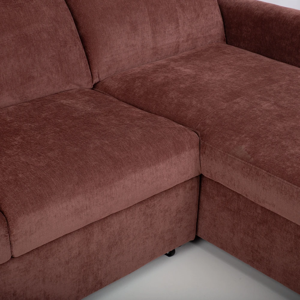 Kampinė sofa-lova „SCALA“, tamsiai rožinė