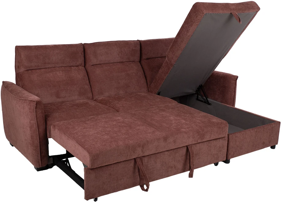 Kampinė sofa-lova „SCALA“, tamsiai rožinė