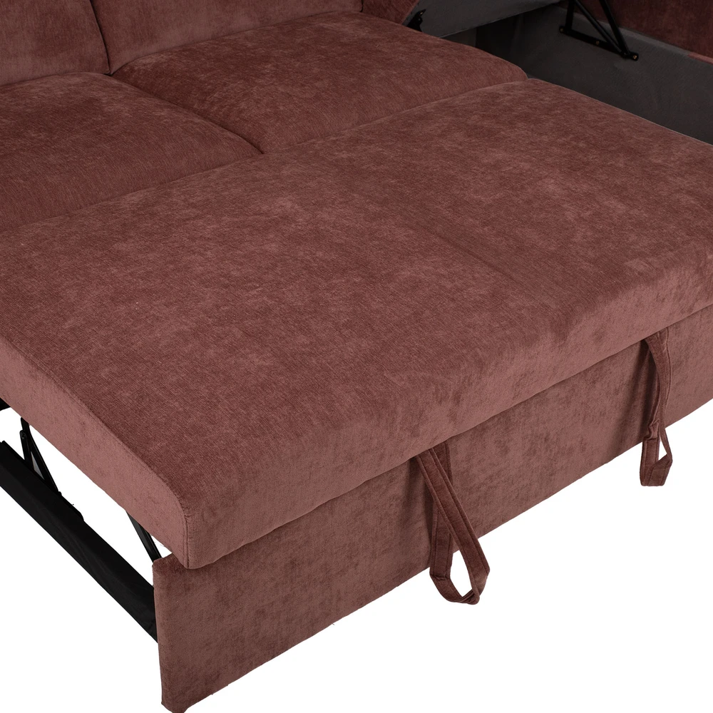 Kampinė sofa-lova „SCALA“, tamsiai rožinė