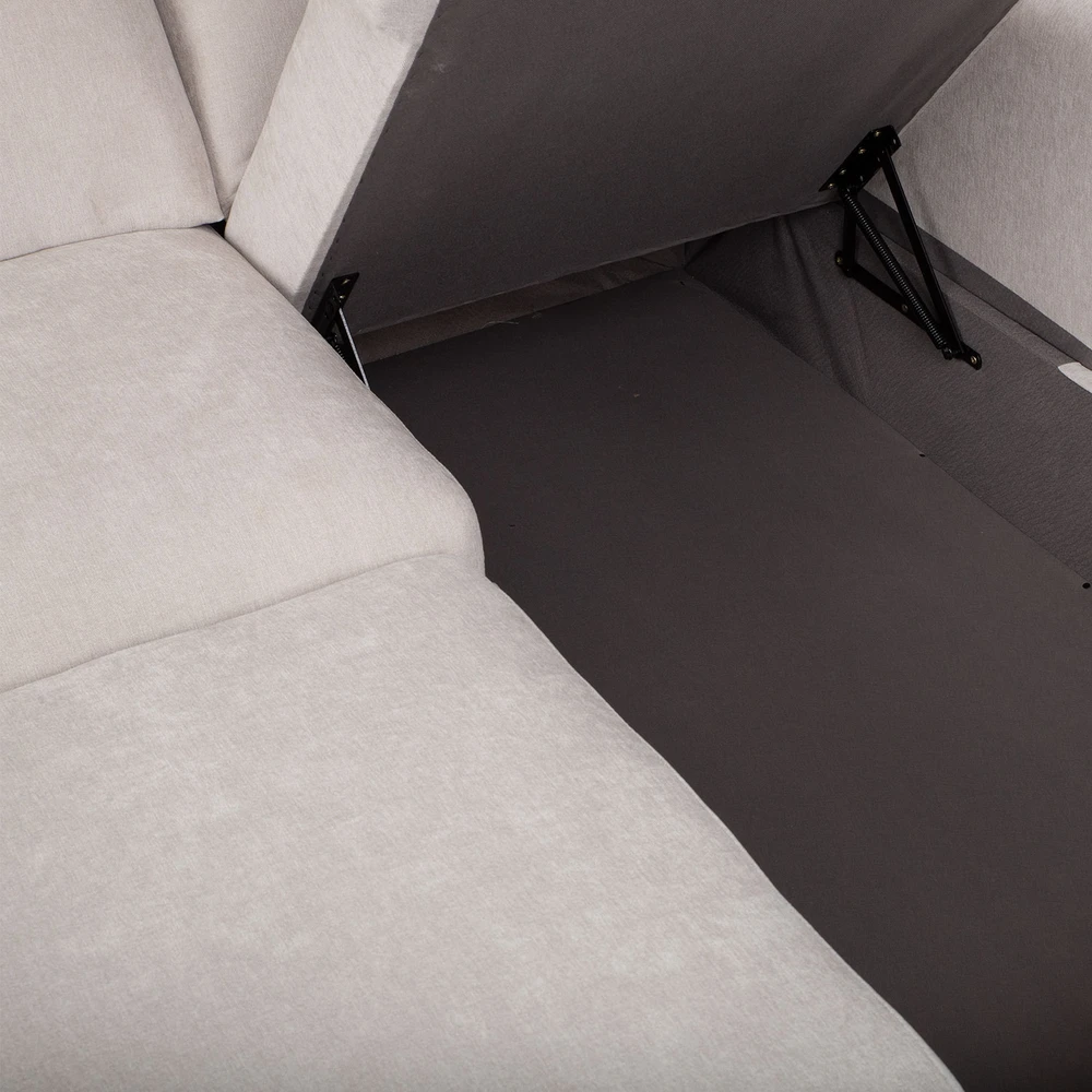Kampinė sofa-lova „SCALA“, šviesiai pilkos spalvos