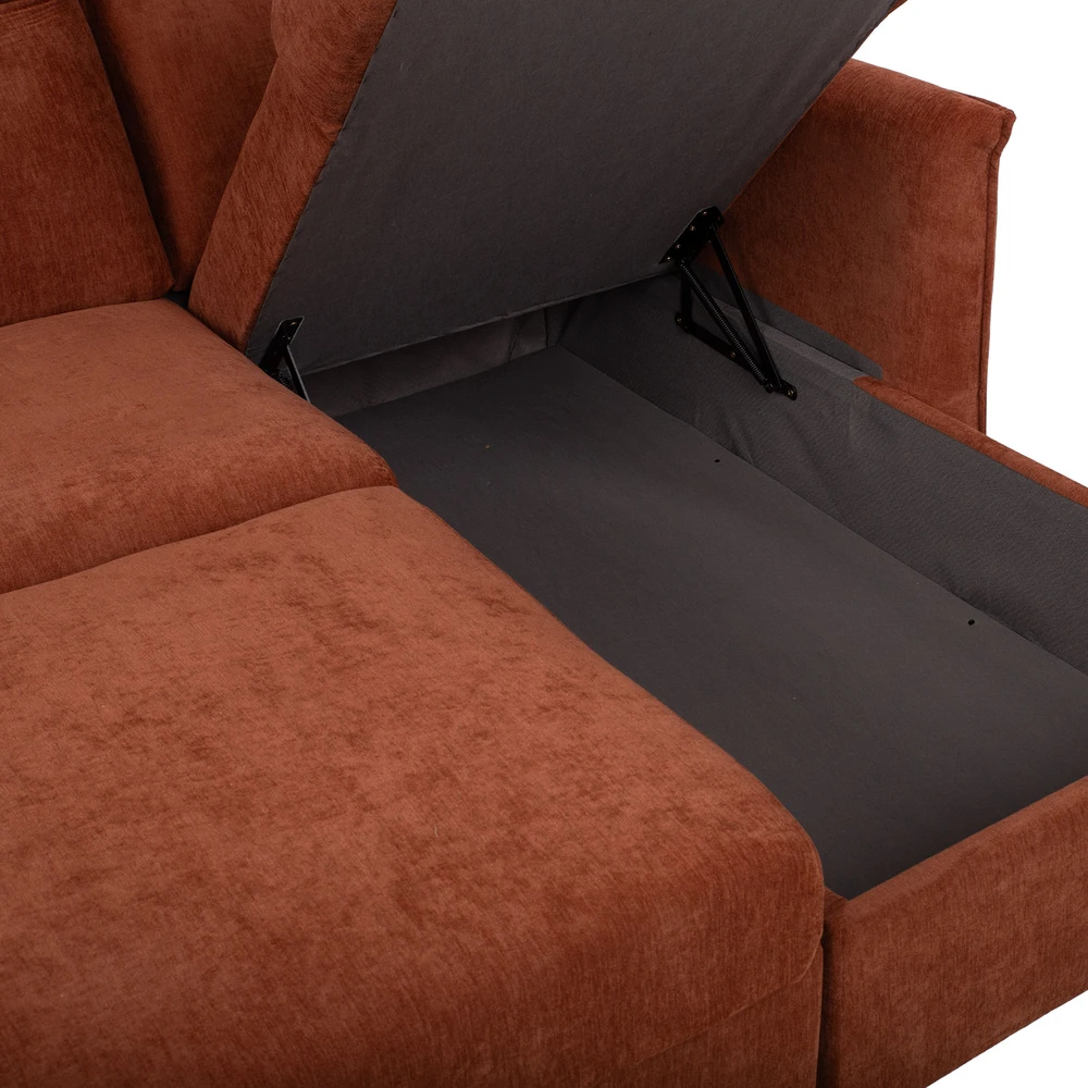 Kampinė sofa-lova „SCALA“, rusvos rudos spalvos