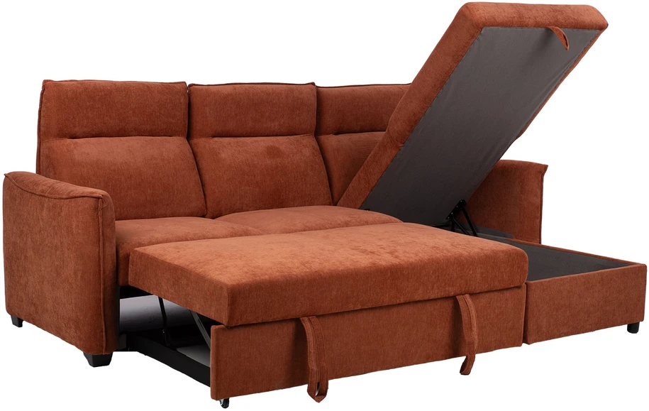 Kampinė sofa-lova „SCALA“, rusvos rudos spalvos