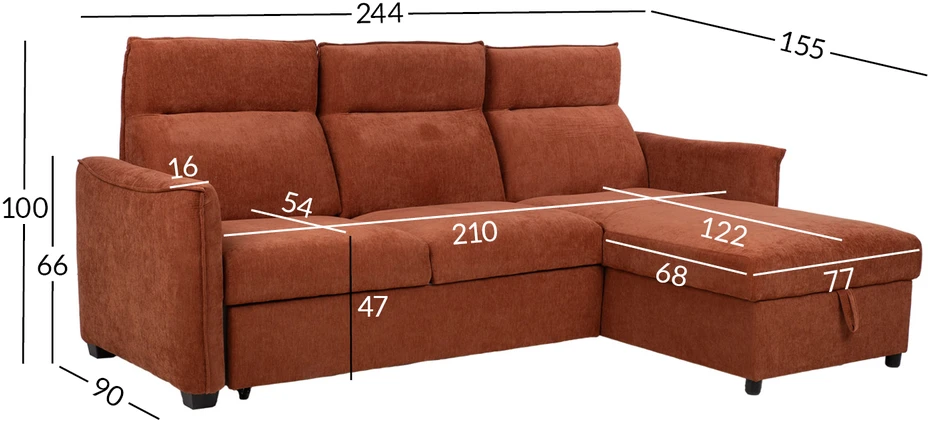 Kampinė sofa-lova „SCALA“, rusvos rudos spalvos