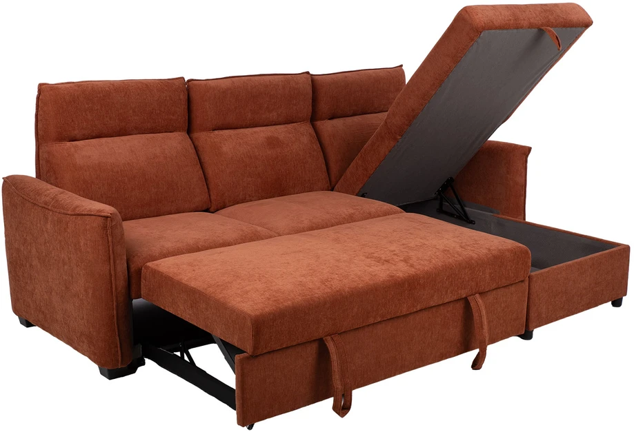 Kampinė sofa-lova „SCALA“, rusvos rudos spalvos