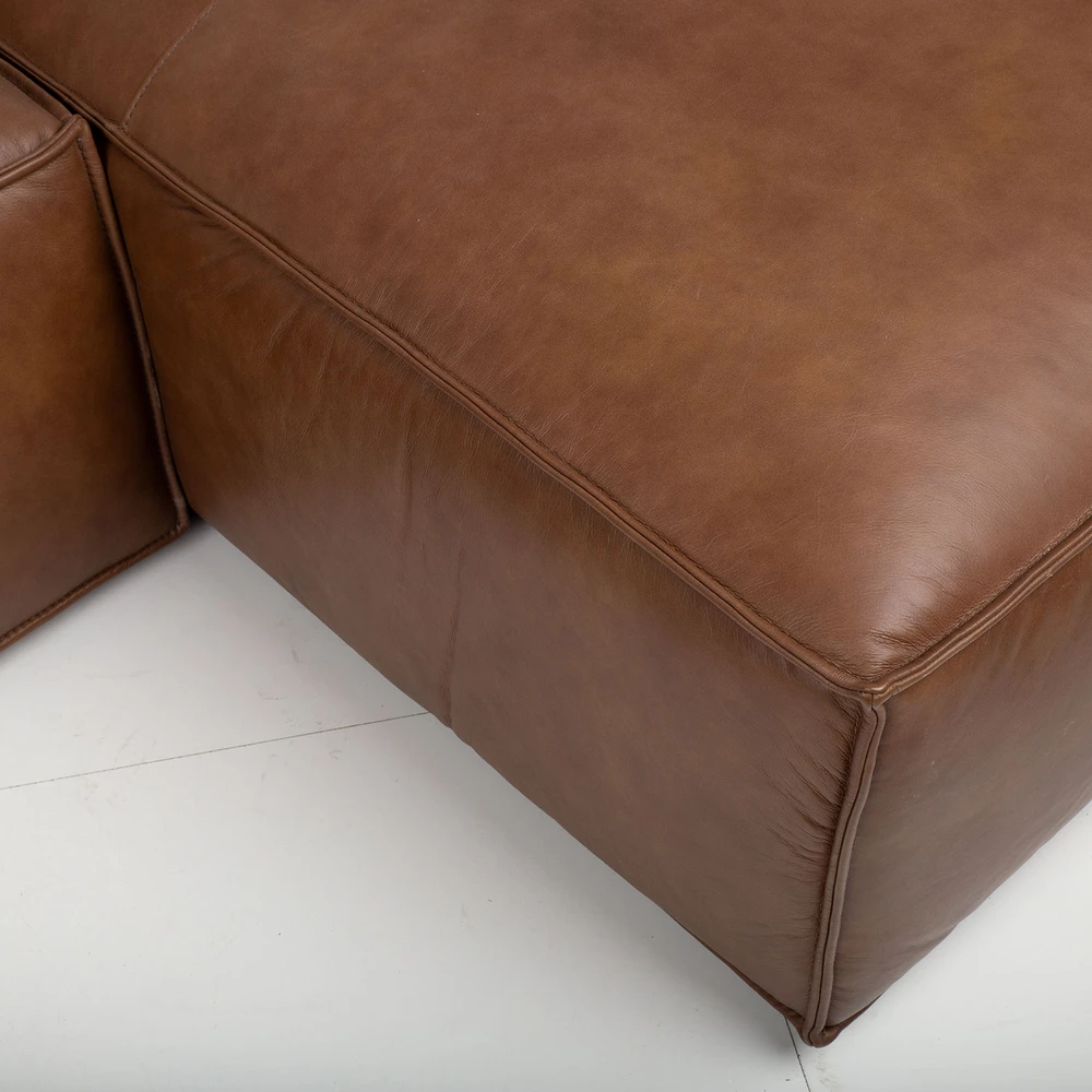 Lova Kampinė sofa „BURTON RC“ iš rudos odos