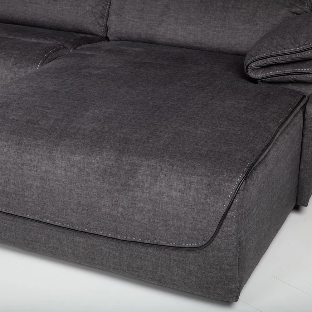 Sofa Kampinis U formos sofos komplektas „GISELLA“, rankiniu būdu reguliuojamas atlošas, tamsiai pilkos spalvos