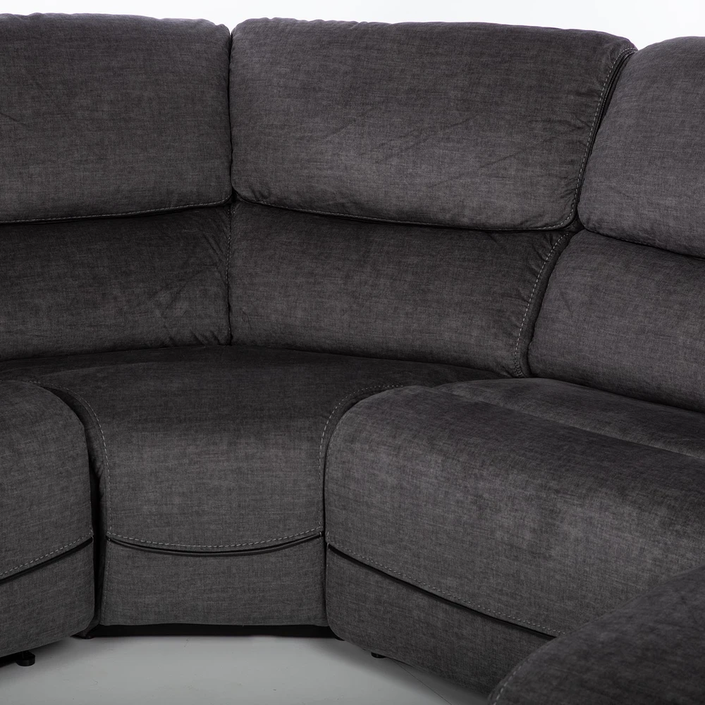 Sofa Kampinis U formos sofos komplektas „GISELLA“, rankiniu būdu reguliuojamas atlošas, tamsiai pilkos spalvos