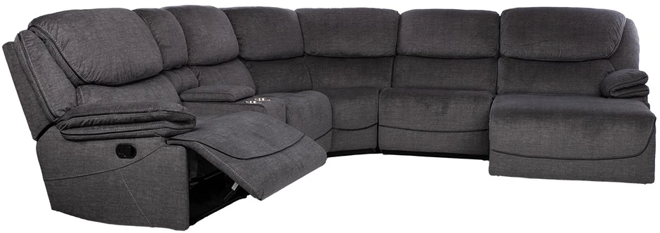 Sofa Kampinis U formos sofos komplektas „GISELLA“, rankiniu būdu reguliuojamas atlošas, tamsiai pilkos spalvos