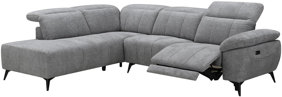 Kampinė sofa „HAMID LC“, su elektrine atlošimo funkcija, pilkos spalvos