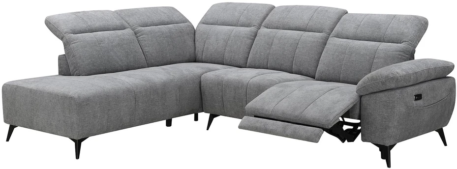 Kampinė sofa „HAMID LC“, su elektrine atlošimo funkcija, pilkos spalvos