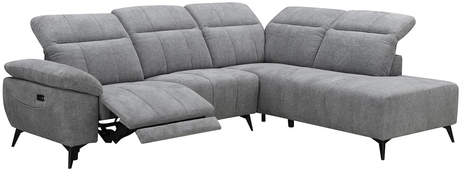 Sofa Kampinis sofos komplektas „HAMID RC“, su elektrine atlošimo funkcija, pilkos spalvos