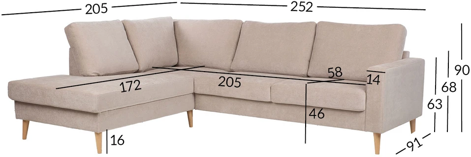 Kampinė sofa „HANSON LC“, smėlio spalvos