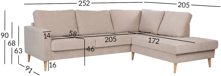 Home4You Kampinė sofa „HANSON RC“, smėlio spalvos