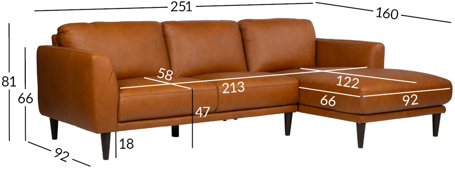 Lova Home4You Kampinė sofa „HAVANNA RC“, konjako rudos spalvos