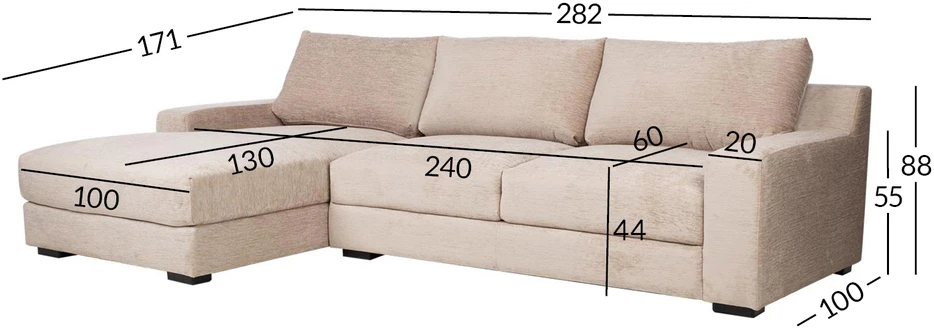 Lova Kampinė sofa „HERDIS LC“, smėlio spalvos