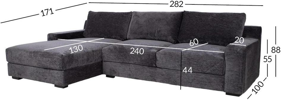 Lova Kampinė sofa „HERDIS LC“, tamsiai pilka