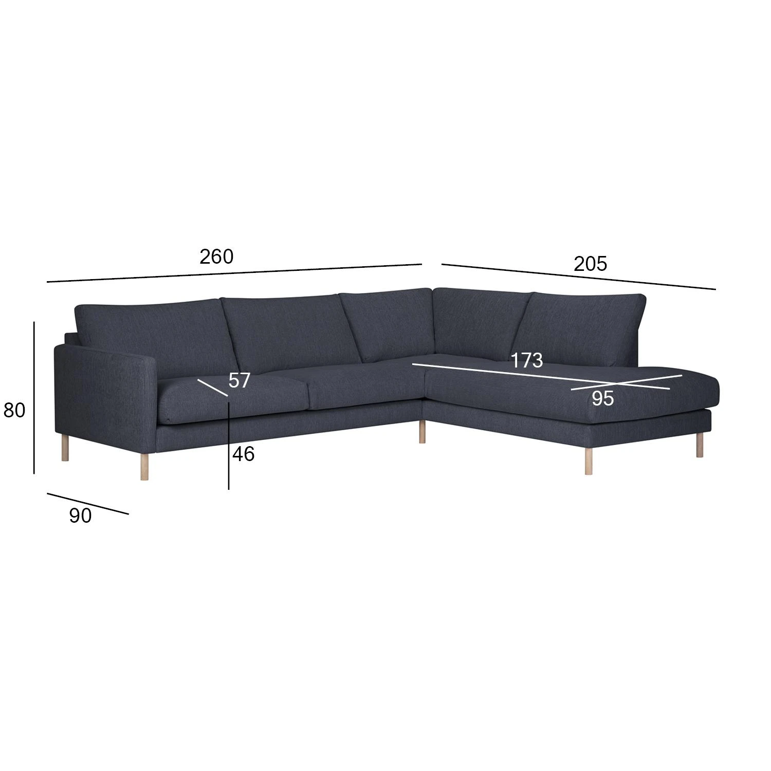 Home4You Kampinė sofa LISANNA RC, mėlynos spalvos