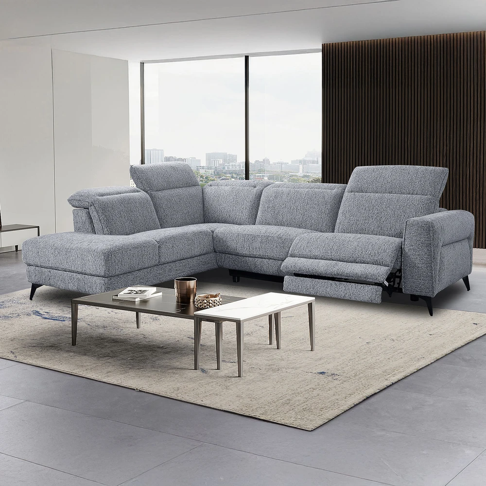 Lova Kampinė sofa „LUISA LC“, su elektrine atlošimo funkcija, pilka