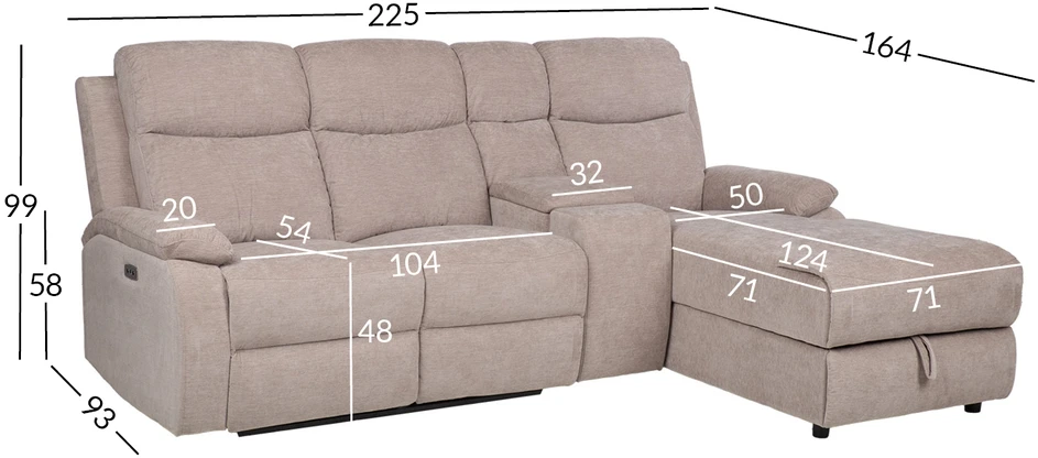 Lova Kampinė sofa „PROVENCE RC“, su elektrine arba rankine atlošimo funkcija, šviesiai pilkos spalvos