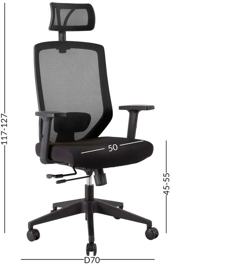 Biuro kėdė JOY su techniniais matmenimis