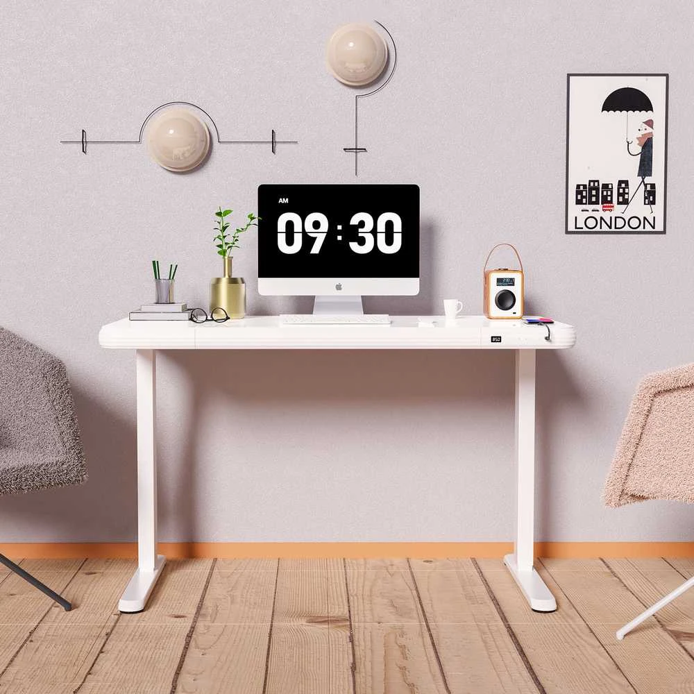 Home4You Stalas ERGO FIT su 1 varikliu 122x62x73,5-118 cm, baltas