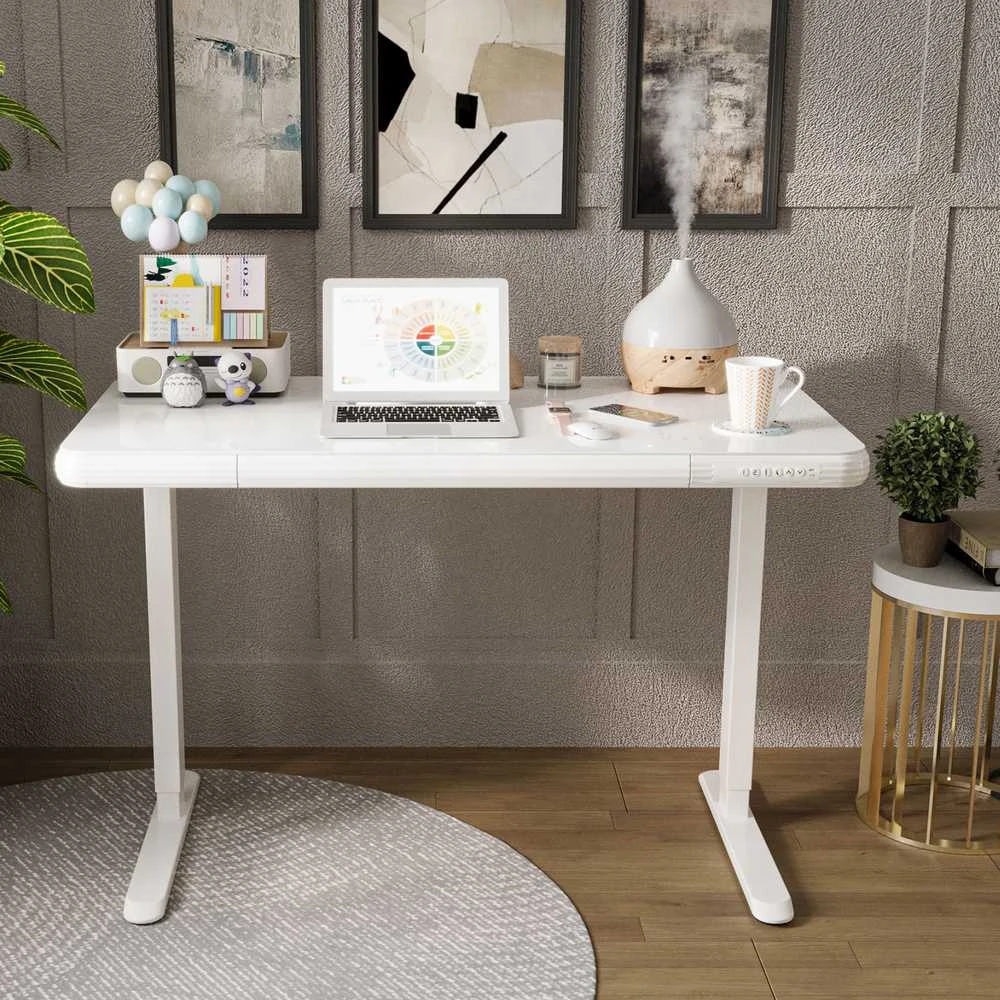 Home4You Stalas ERGO FIT su 1 varikliu 122x62x73,5-118 cm, baltas