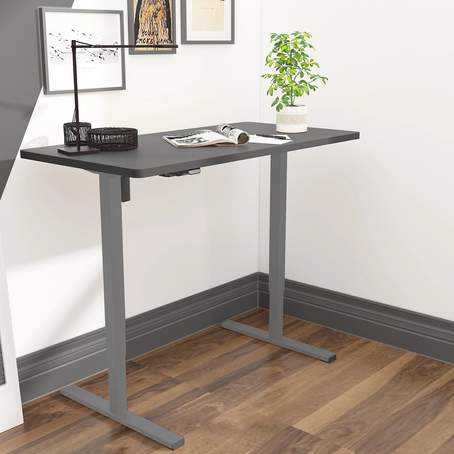 Home4You Desk ERGO OPTIMAL with 1 motor 120x60cm, juodas/pilkas